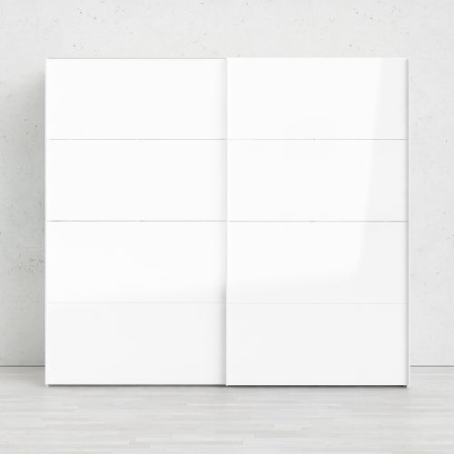 Armoire 2 portes coulissantes ELEGANCE XL L.240 cm blanc laqué
