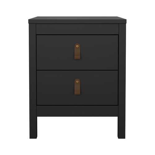 Table De Chevet 2 Tiroirs Noir Mat L43,8 Cm