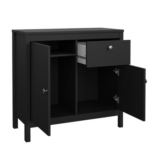 Buffet De Salon Noir Mat Élégant Style Minimaliste Voltaire