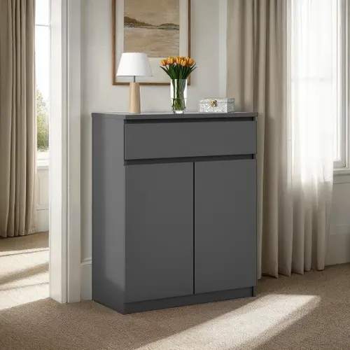 Rangement 2 portes 1 tiroir BEST LAK 2 noir mat vue d'ambiance 1