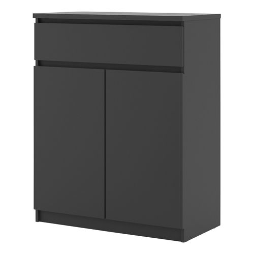 Rangement 2 portes 1 tiroir BEST LAK 2 noir mat vue de profil