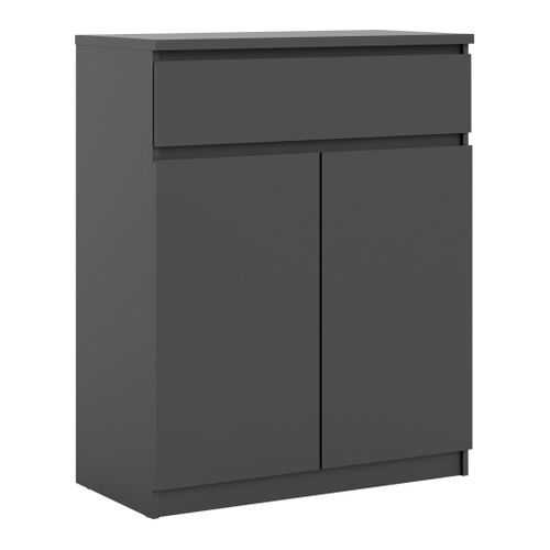 Rangement 2 portes 1 tiroir BEST LAK 2 noir mat vue 3/4