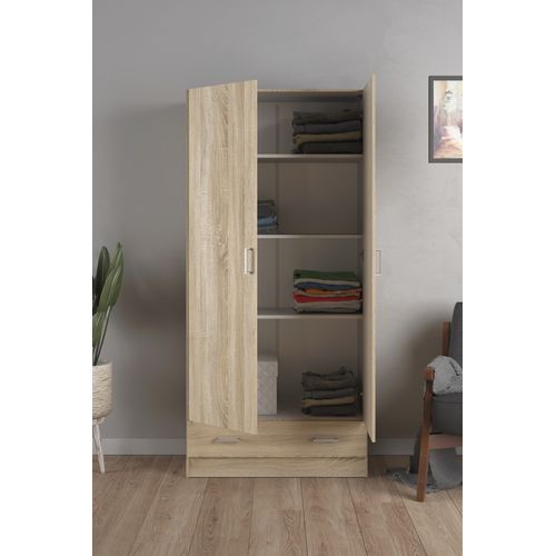Armoire 2 portes L.80 cm SPACE imitation chêne