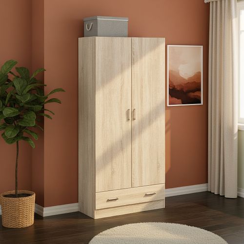 Armoire 2 portes L.80 cm SPACE imitation chêne