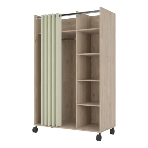 Kit dressing avec rideau L.100 cm MOVE 2 imitation chêne