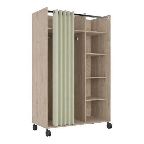 Kit dressing avec rideau L.100 cm MOVE 2 imitation chêne