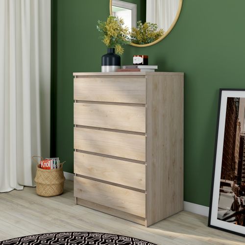 Commode 5 tiroirs BEST imitation chêne HL