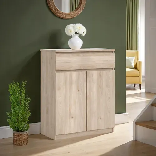 Rangement 2 portes 1 tiroir BEST imitation chêne HL vue d'ambiance 1