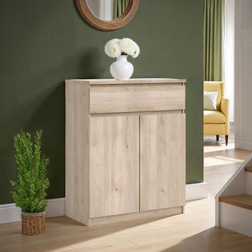 Rangement 2 portes 1 tiroir BEST imitation chêne HL