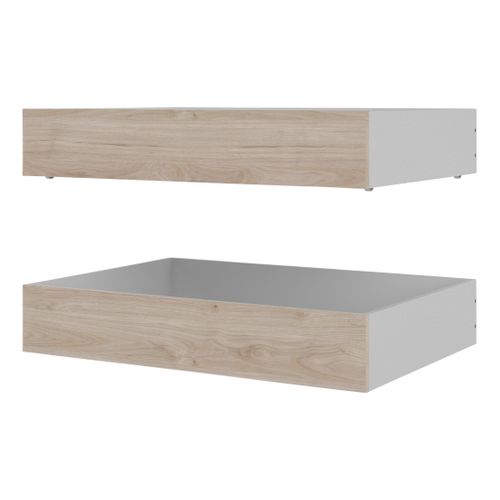 Lot de 2 tiroirs de rangement pour lit 140 BEST imitation chêne HL vue de profil