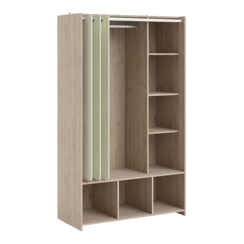 Kit dressing avec rideau beige L.105 cm OPTIMAL 2 imitation chêne