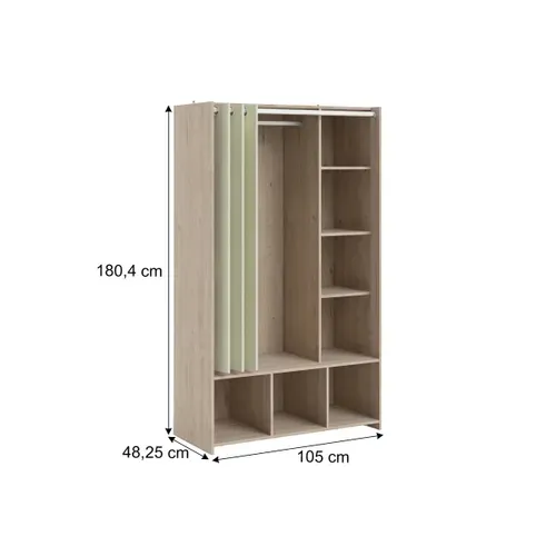 Kit dressing avec rideau beige L.105 cm OPTIMAL 2 imitation chêne
