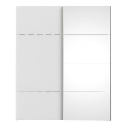Armoire 2 portes coulissantes avec miroir ELEGANCE XL L.180 cm blanc laqué