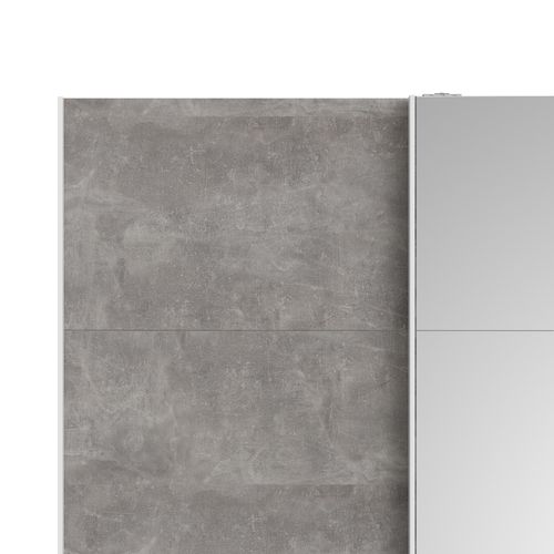 Armoire 2 portes coulissantes L.150 cm ELEGANCE MINI blanc et imitation béton