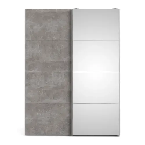 Armoire 2 portes coulissantes L.150 cm ELEGANCE MINI blanc et imitation béton