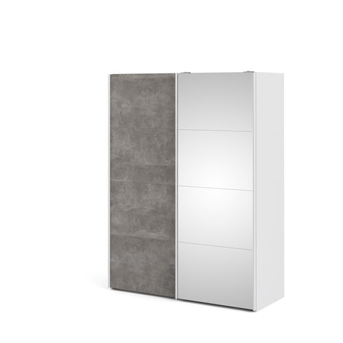 Armoire 2 portes coulissantes L.150 cm ELEGANCE MINI blanc et imitation béton