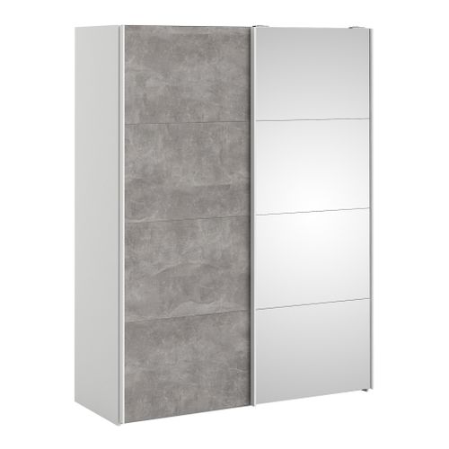 Armoire 2 portes coulissantes L.150 cm ELEGANCE MINI blanc et imitation béton