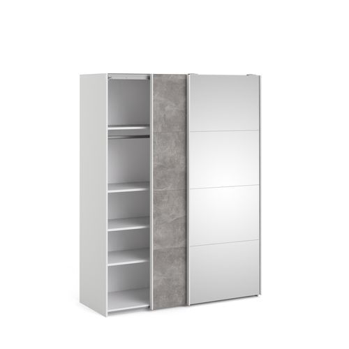 Armoire 2 portes coulissantes L.150 cm ELEGANCE MINI blanc et imitation béton