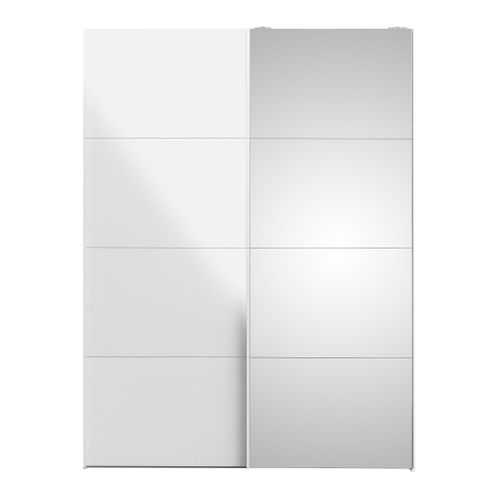 Armoire 2 portes coulissantes L.150 cm ELEGANCE MINI blanc et blanc laqué vue de face