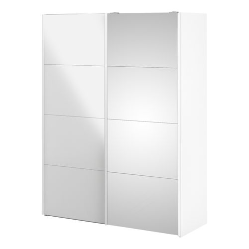 Armoire 2 portes coulissantes L.150 cm ELEGANCE MINI blanc et blanc laqué vue de profil