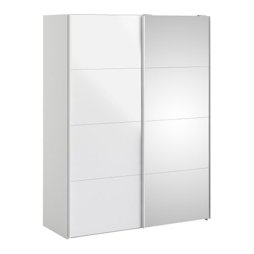 Armoire 2 portes coulissantes L.150 cm ELEGANCE MINI blanc et blanc laqué vue 3/4