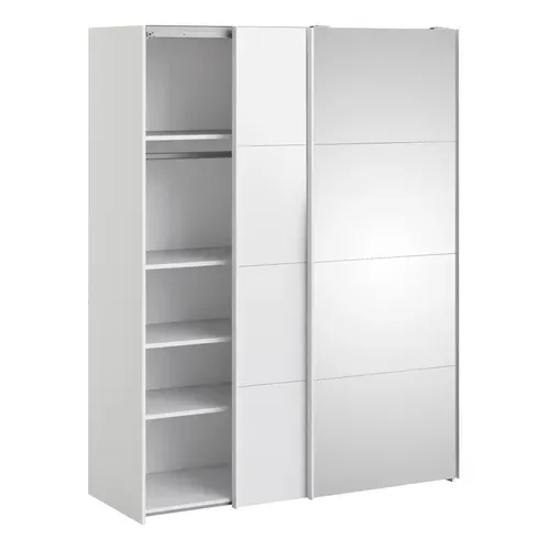 Armoire 2 portes coulissantes L.150 cm ELEGANCE MINI blanc et blanc laqué