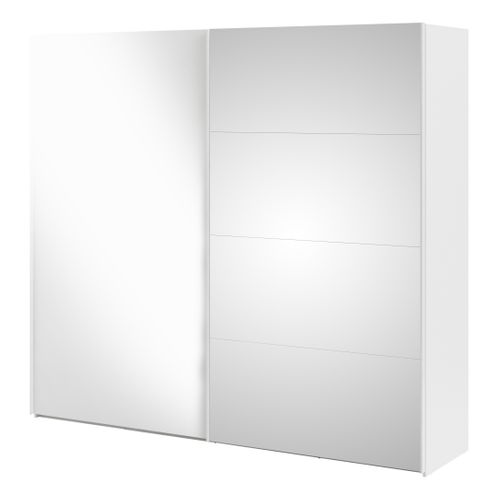 Armoire 2 portes coulissantes avec miroir ELEGANCE XL L.240 cm blanc laqué