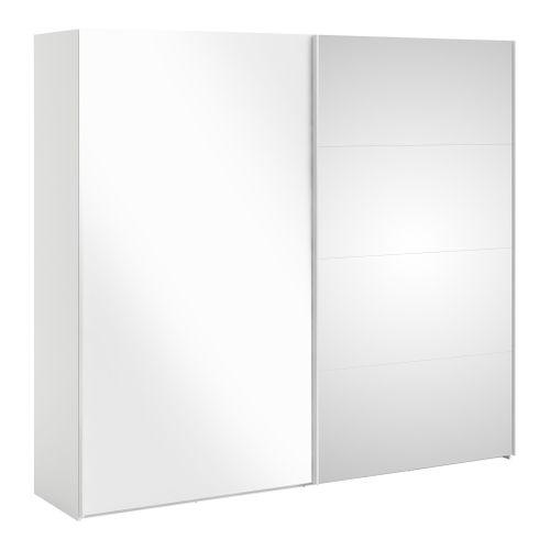 Armoire 2 portes coulissantes avec miroir ELEGANCE XL L.240 cm blanc laqué