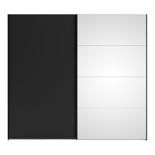 Armoire 2 portes coulissantes avec miroir ELEGANCE XL L.240 cm noir mat vue de face