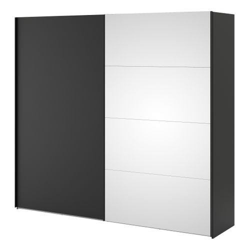 Armoire 2 portes coulissantes avec miroir ELEGANCE XL L.240 cm noir mat vue de profil