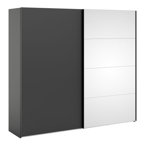 Armoire 2 portes coulissantes avec miroir ELEGANCE XL L.240 cm noir mat vue 3/4