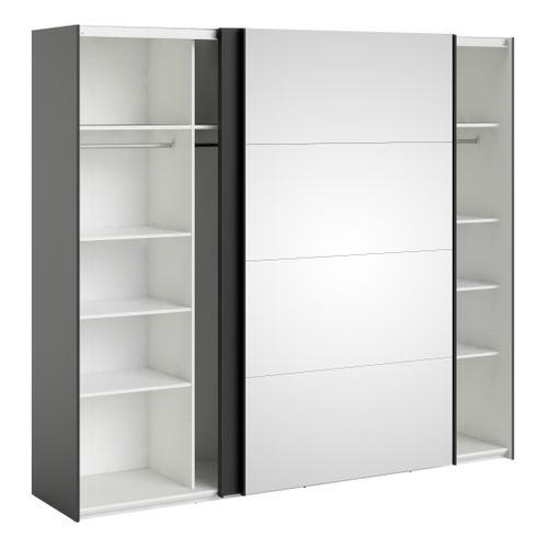 Armoire 2 portes coulissantes avec miroir ELEGANCE XL L.240 cm noir mat