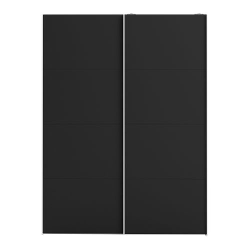 Armoire 2 portes coulissantes L.150 cm ELEGANCE MINI blanc et noir vue de face