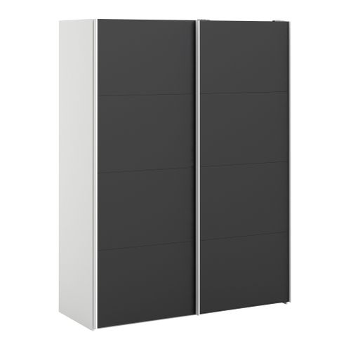 Armoire 2 portes coulissantes L.150 cm ELEGANCE MINI blanc et noir vue 3/4
