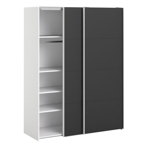 Armoire 2 portes coulissantes L.150 cm ELEGANCE MINI blanc et noir