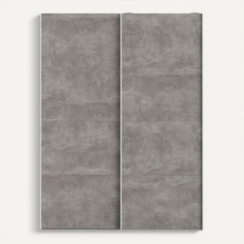 Armoire 2 portes coulissantes L.150 cm ELEGANCE MINI blanc et imitation béton vue de face