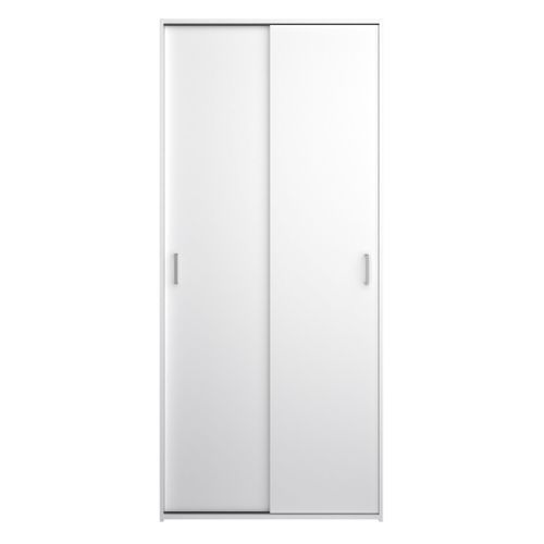 Armoire 2 portes coulissantes L. 78 cm SPACE blanc vue de face