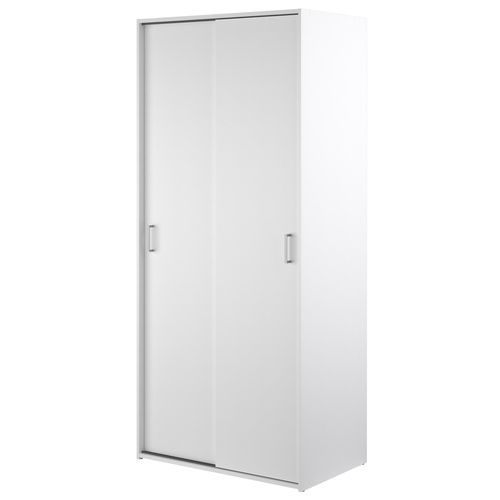Armoire 2 portes coulissantes L. 78 cm SPACE blanc vue de profil
