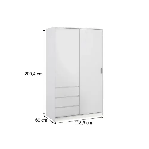 Armoire 2 portes 3 tiroirs L.118,5 cm BEST blanc laqué