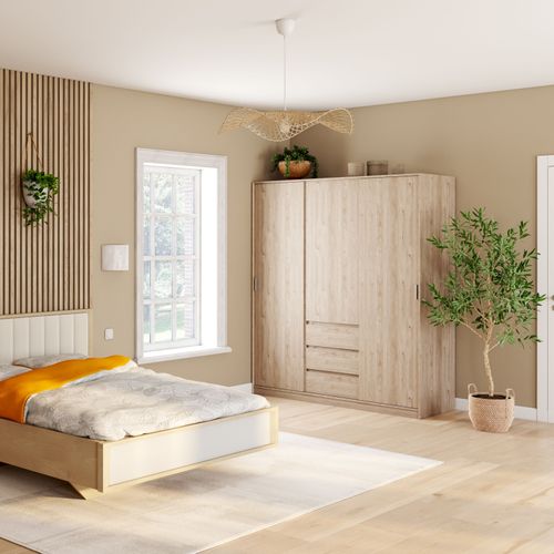 Armoire 3 portes 3 tiroirs L.177 cm BEST imitation chêne