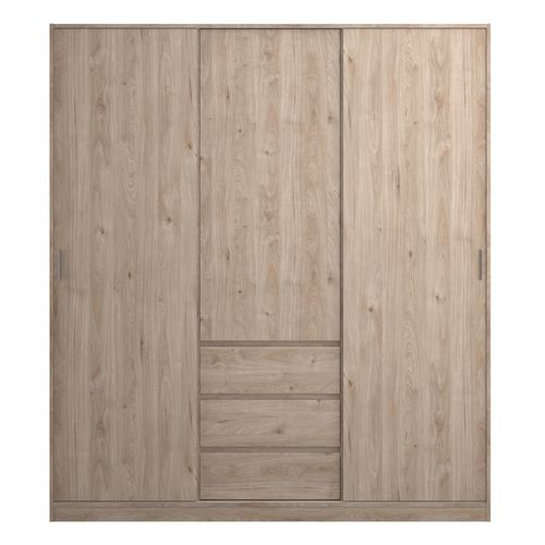 Armoire 3 portes 3 tiroirs L.177 cm BEST imitation chêne