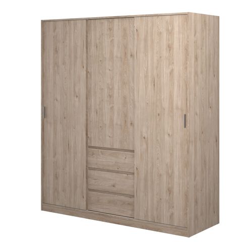 Armoire 3 portes 3 tiroirs L.177 cm BEST imitation chêne
