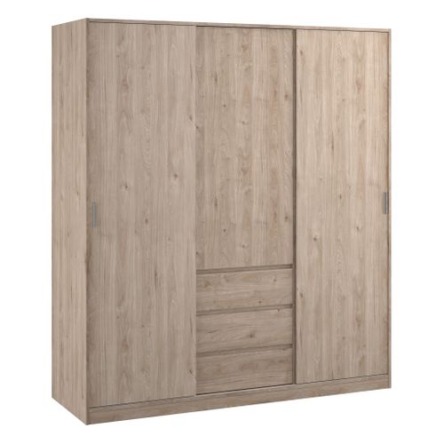 Armoire 3 portes 3 tiroirs L.177 cm BEST imitation chêne