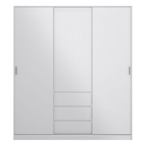 Armoire 3 portes 3 tiroirs L.177 cm BEST blanc laqué vue de face
