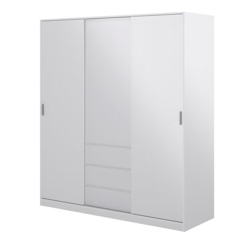 Armoire 3 portes 3 tiroirs L.177 cm BEST blanc laqué vue de profil
