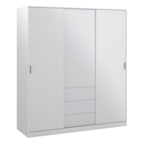 Armoire 3 portes 3 tiroirs L.177 cm BEST blanc laqué vue 3/4