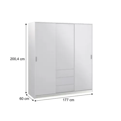 Armoire 3 portes 3 tiroirs L.177 cm BEST blanc laqué