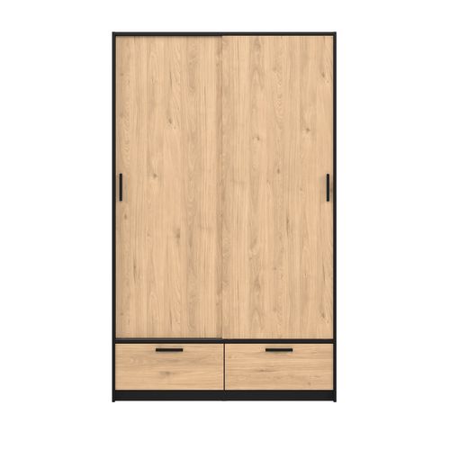 Armoire 2 portes coulissantes DRESS 2 tiroirs ch/nr L.121 cm