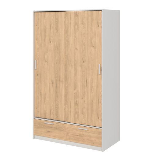 Armoire 2 portes coulissantes DRESS 2 tiroirs ch/bl L.121 cm