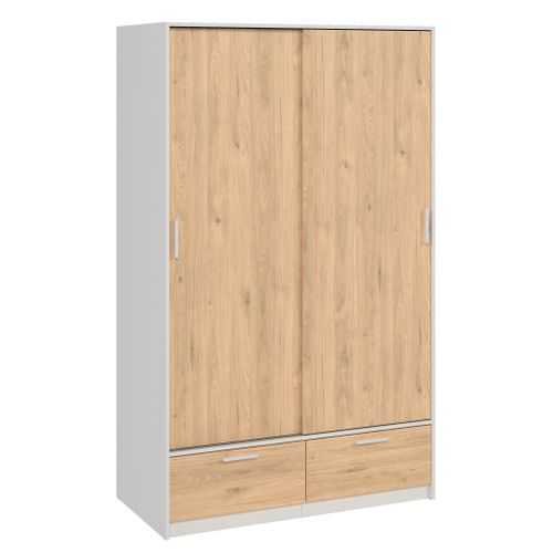 Armoire 2 portes coulissantes DRESS 2 tiroirs ch/bl L.121 cm